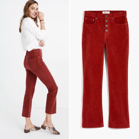 Madewell Cali Demi-Boot Corduroy Jeans in Canterbury Red Size 30 - Picture 4 of 8